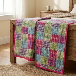 Twin Sherbet Plaid Quilt on Fleece
